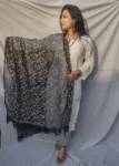 Black & White Georgette Chikankari Dupatta
