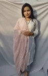 Baby Pink And White Chikankari Tapchi Duppata