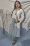 Ash Grey And White Chikankari Tapchi Duppata