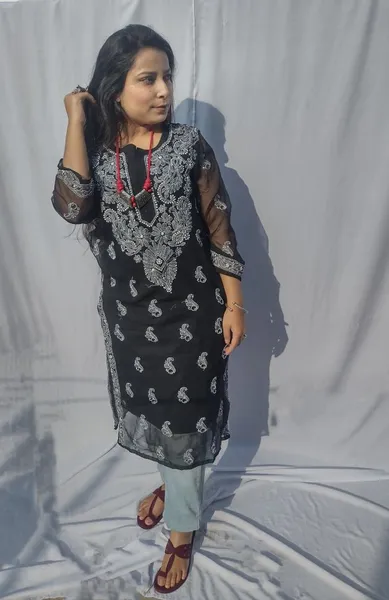 Black Georgette Chikankari Kurta