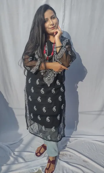 Black Georgette Chikankari Kurta