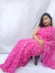 Chiffon Tepchi Embroidered Saree Dark Pink