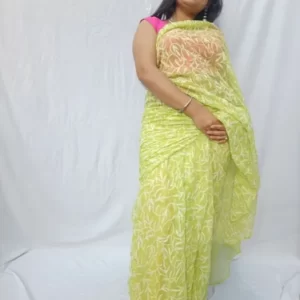 Green Chiffon Tapchi Embroidered Saree