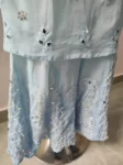 Blue Long Georgette Chikan Shimmery Kurti Set