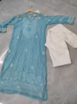 Rose Keel Jaal With Mirror And Jerkan Chikankari Set