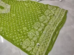 Green Long Georgette Chikan Shimmery Kurti Set