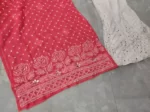 Carrot Chiffon Chikan Kurta Sharara Set