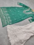 Sea Green Chiffon Chikan Kurta Sharara Set