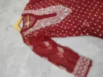 Maroon Chiffon Chikan Kurta Sharara Set