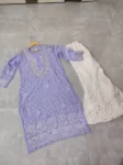 Lavender Chiffon Chikan Kurta Sharara Set