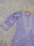 Lavender Chiffon Chikan Kurta Sharara Set