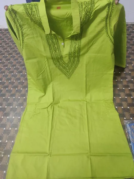 Green Chikan Gents Soft Cotton Kurta