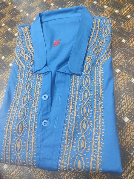 Blue Chikan Gents soft cotton Kurta