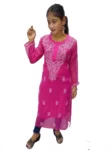 Hot Pink Georgette Chikankari Kurta