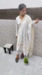 Pure Chanderi Chikan Dupatta ( Dyeable)