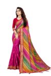 Moss chiffon Saree With Heavy Embroidery Work