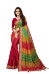 Moss chiffon Saree With Heavy Embroidery Work