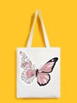 Reusable Tote Bags|100% Organic Cotton Bag | Multi-Purpose Bag| Butterfly printed | Stylish Bag