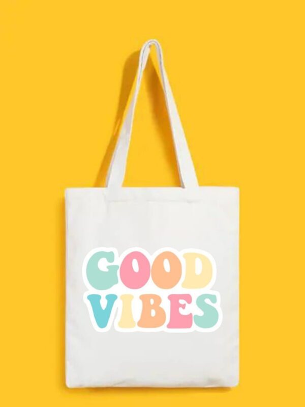 Reusable Tote Bags|100% Organic Cotton Bag | Multi-Purpose Bag| Good Vibes printed | Stylish Bag