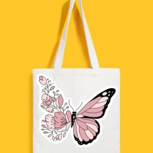 Reusable Tote Bags|100% Organic Cotton Bag | Multi-Purpose Bag| Butterfly printed | Stylish Bag