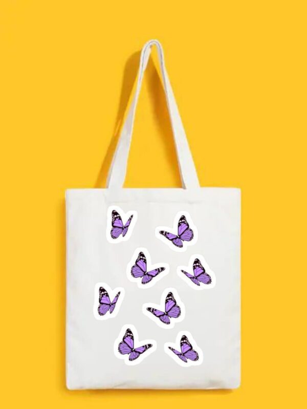 Reusable Tote Bags|100% Organic Cotton Bag | Multi-Purpose Bag| Butterflies printed | Stylish Bag