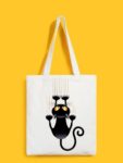 Reusable Tote Bags|100% Organic Cotton Bag | Multi-Purpose Bag| Angry cat printed | Stylish Bag