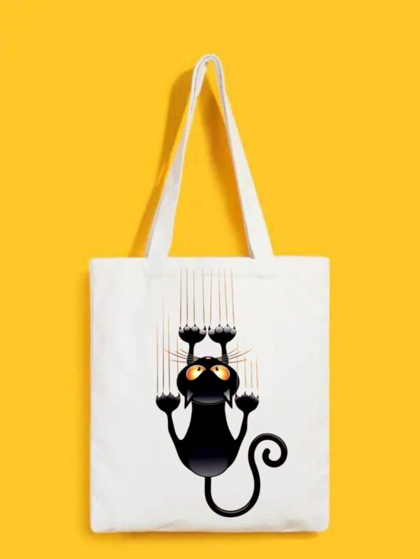 Reusable Tote Bags|100% Organic Cotton Bag | Multi-Purpose Bag| Angry cat printed | Stylish Bag