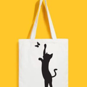Reusable Tote Bags|100% Organic Cotton Bag | Multi-Purpose Bag| cutie cat printed | Stylish Bag