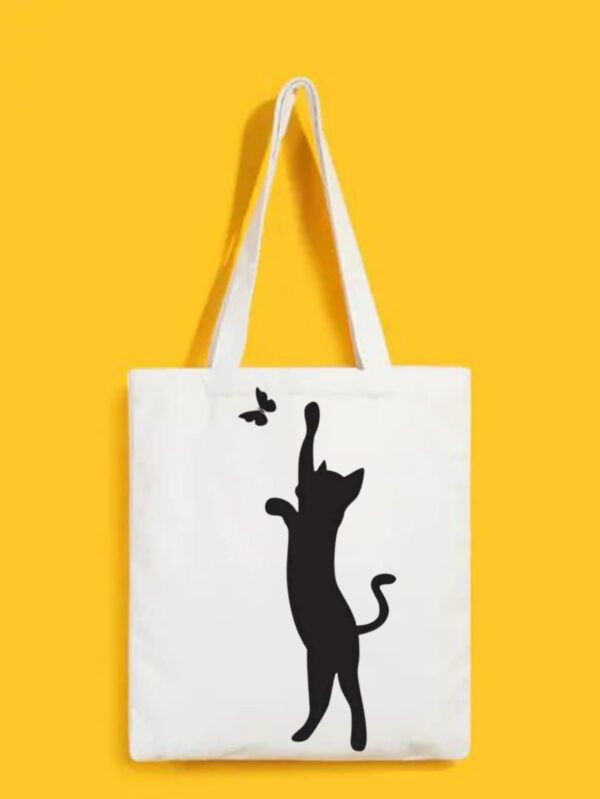 Reusable Tote Bags|100% Organic Cotton Bag | Multi-Purpose Bag| cutie cat printed | Stylish Bag