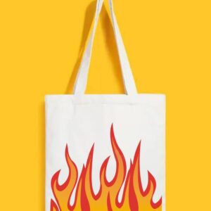 Reusable Tote Bags|100% Organic Cotton Bag | Multi-Purpose Bag| Flames printed | Stylish Bag