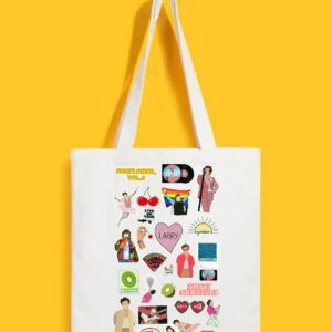Reusable Tote Bags|100% Organic Cotton Bag | Multi-Purpose Bag| Cool Stickers printed | Stylish Bag