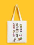 Reusable Tote Bags|100% Organic Cotton Bag | Multi-Purpose Bag| Stickers printed | Stylish Bag