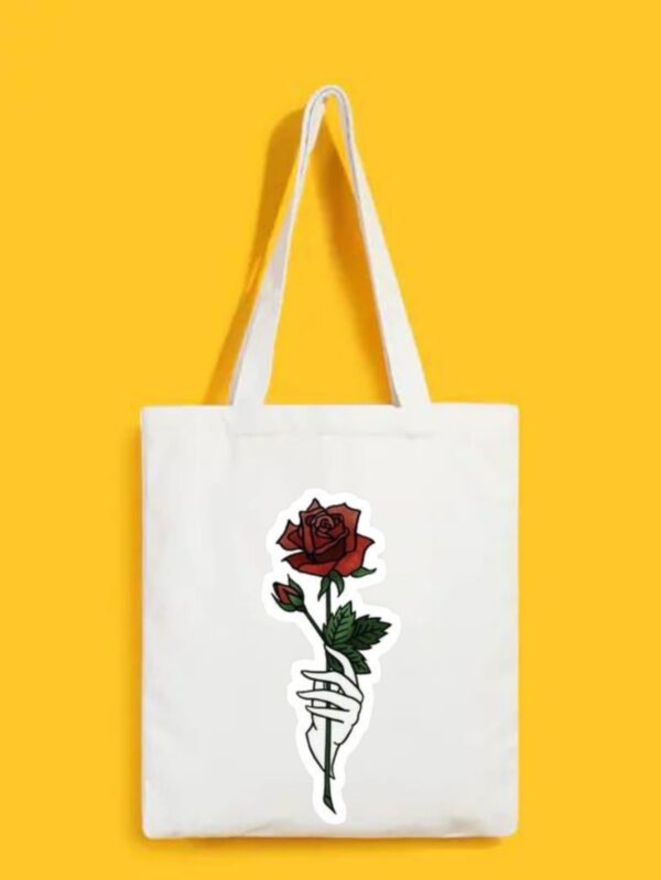 Reusable Tote Bags|100% Organic Cotton Bag | Multi-Purpose Bag| Rose printed | Stylish Bag