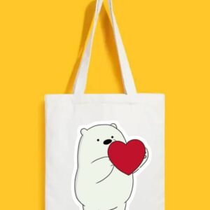 Reusable Tote Bags|100% Organic Cotton Bag | Multi-Purpose Bag| Polar bear printed | Stylish Bag
