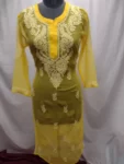 Bright Yellow Georgette Chikankari Kurta