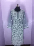 Grey Georgette All-over Chikankari Jaal Kurta