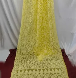 Yellow Georgette Jaal Saree
