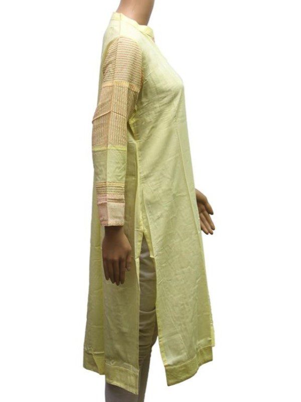 Generic Women's Rayon Kurtis (Lemon Yellow, XL)