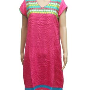 Generic Women's Rayon Kurtis (Pink, Green, L)