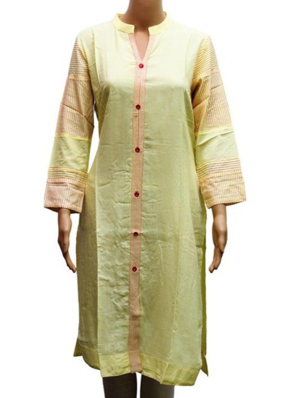 Generic Women's Rayon Kurtis (Lemon Yellow, XL)