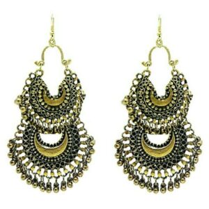 Generic Women's Gold Plated Hook Dangler Hanging Earrings-Gold