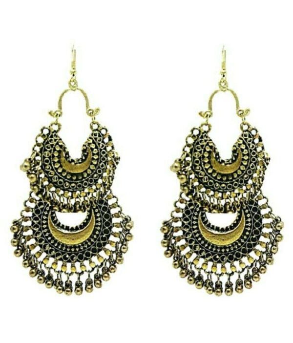 Generic Women's Gold Plated Hook Dangler Hanging Earrings-Gold