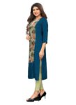 Generic Women's Rayon Printed and Hand Work Kurti (Rama)