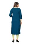 Generic Women's Rayon Printed and Hand Work Kurti (Rama)