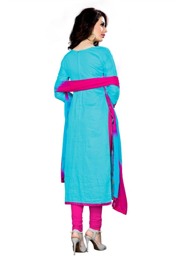 Generic Women's Cotton Unstitched Salwar Suit-Material With Dupatta (Sky Blue,2.3 Mtrs)