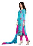 Generic Women's Cotton Unstitched Salwar Suit-Material With Dupatta (Sky Blue,2.3 Mtrs)