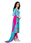 Generic Women's Cotton Unstitched Salwar Suit-Material With Dupatta (Sky Blue,2.3 Mtrs)