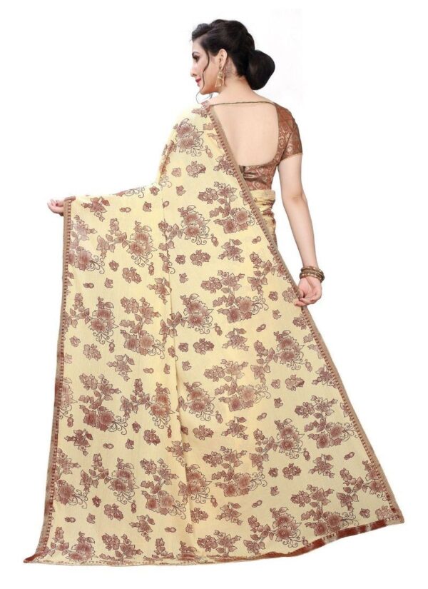 Generic Women's Lycra Blend Saree (Beige, 5-6Mtrs)