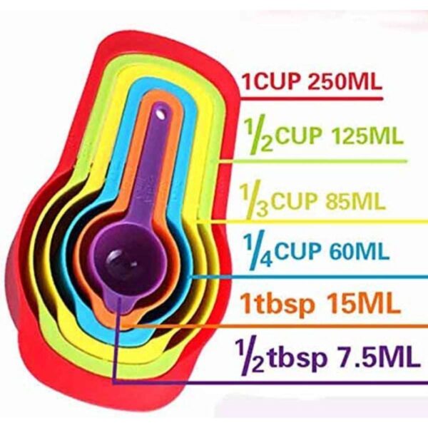 Generic Pack Of_2 Plastic Colorful Measuring Spoon Measuring Cup(6 Pcs Set) (Color: Assorted)
