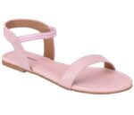 Generic Women's Patent Leather Flat Sandals (Color:Pink, Material:Patent Leather)